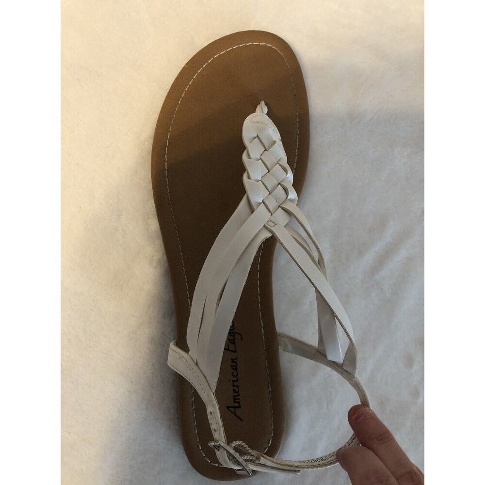 American Eagle‎ Women’s Sandals 7.5 White Cottagecore Minimalist Adjustable Flaw - Picture 10 of 13